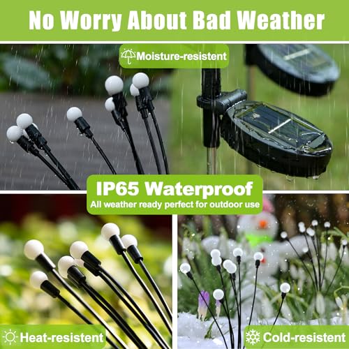 Flumy Solar Garden Lights Outdoor - 2 Pack 16 LED Firefly Lights Waterproof, Garden Decorations for Yard Patio Pathway Lawn Outside, Unique Gifts for Grandma Women, Solar Decor Warm White - size: 2 Pack