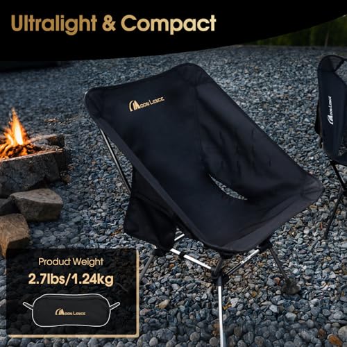 MOON LENCE High Back Folding Camping Chairs, Height-Adjustable, Widened Seat, for Beach with Anti-Sinking Feet (Black-Plus) - color: Black-plus