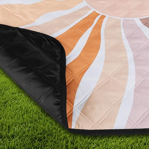 Picnic Blankets, Large Beach Blanket Waterproof Sandproof, Foldable & Portable Outdoor Picnic Blanket, 79''x79'' 3-Layer Picnic Mat for Camping, Park, Travel, Grass Lawn-Boho Sunburst - color: Boho Sunburst