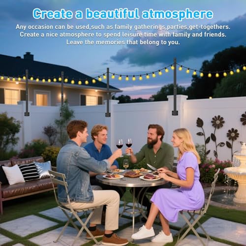 NUERPO 8 Pack String Light Poles,2.8Ft Metal Poles for Outdoor String Lights,Outdoor Light Poles with Post,Poles/Stand for Outside,Patio,Deck,Backyard,Garden Wedding,Party - size: 8 Pack 2.8FT String Light Pole