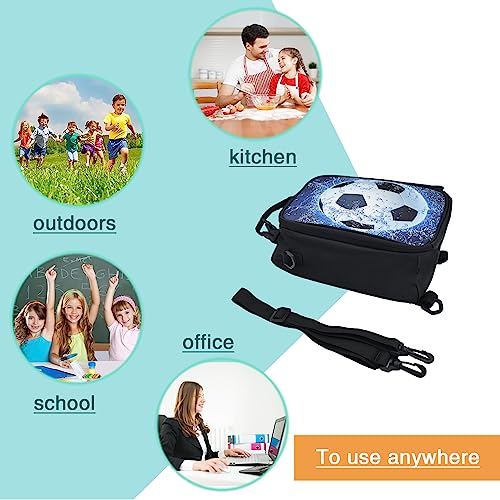 Lunch Tote, 2019 Upgrade Insulated Football Lunch Bag- Waterproof Reusable Lunch Box Portable Meal Bag Ice Pack for Kids Boys Girls -Blue - color: Football Blue