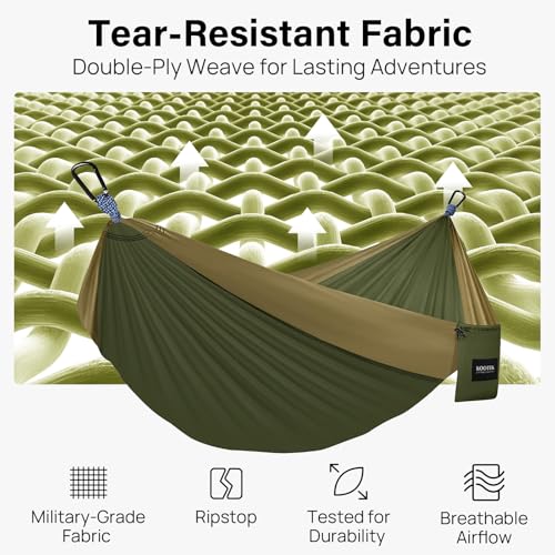 Kootek Camping Hammock, Portable Hammocks with Tree Straps & Attached Carry Bag, Camping Essentials Gear, Perfect for Outside Indoor Hiking Beach Backpack Travel - color: Olive & Dark Khaki, size: Large