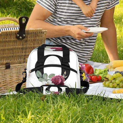 Letter Q Insulated Lunch Bag for Women Men Reusable Waterproof Lunch Box Cooler Tote Bag One shoulder portable meal bag Portable Adult Lunchbox for Work Picnic Hiking Beach - color: Letter Q