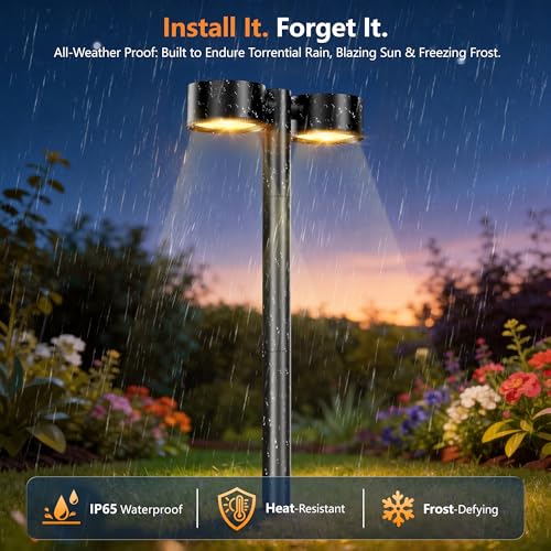 2X Brighter Solar Pathway Lights Outdoor, 150° Adjustable Dual-Head 18 LED Solar Lights Outdoor Waterproof, Up to 15 Hrs Auto On/Off Landscape Path Lights for Yard Garden Driveway Lawn, 2 Pack - size: 2 Pack
