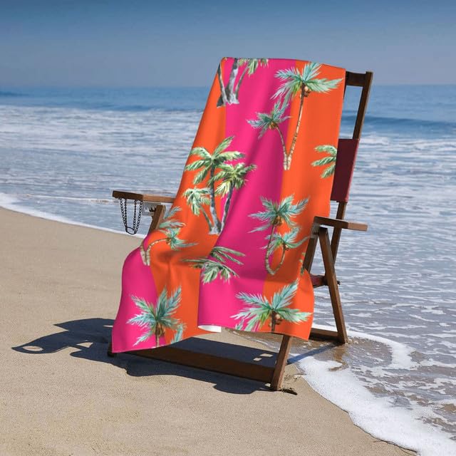 JOOCAR Orange Pink Coconut Tree LGBT Beach Towel Gay Pride Stripe Microfiber Beach Towels Blanket Oversized XL Tropical Big Extra Large Pool Towels Quick Dry Sandproof for Women Girls Men 30x 60 Inch - color: B2
