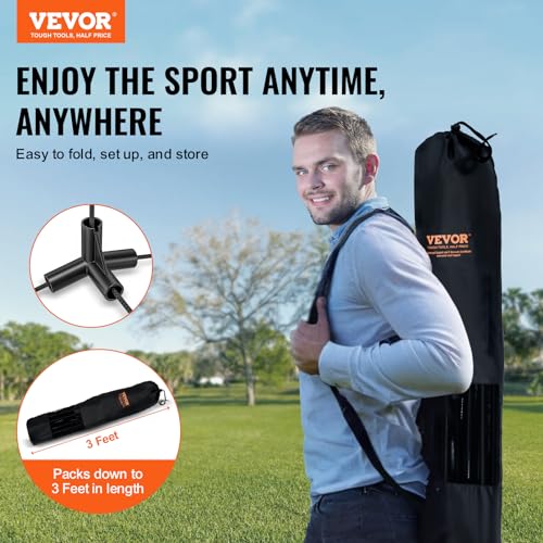 VEVOR Badminton Net, Height Adjustable Volleyball Net, Wide Foldable Pickleball Net, Portable Easy Setup Tennis Net Set with Poles, Stand and Carry Bag, for Kids Backyard Game Indoor Outdoor Use - size: 14ft