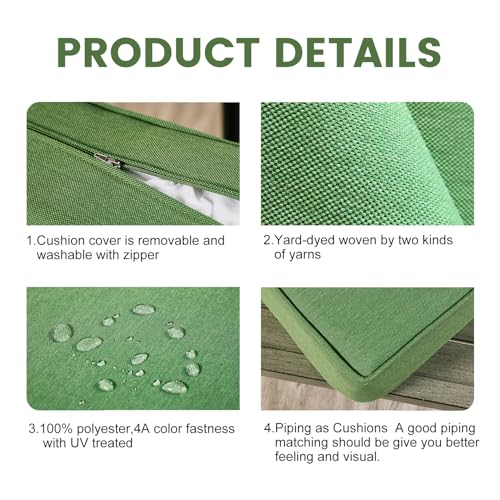 ARTPLAN Deep Seat Outdoor Patio Chair Cushions,2-Piece Seat and Back Cushion Set 24x24x6 and 18x24 Inches,Square,Invisible Green - color: Invisible Green
