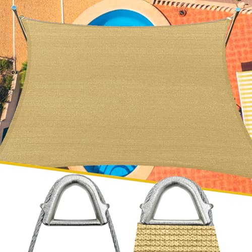 Reinforced Corners & Edges 16' x 20' Rectangle Sun Shade Sail Commercial Grade Curved Edge UV Block Canopy for Outdoor, Patio, Backyard, Garden, Pool, Deck, Heavy-Duty Design, Sand - color: Sand, size: 16'x20' Pro
