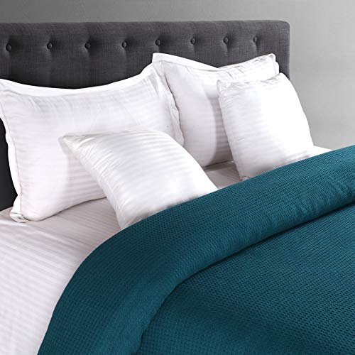 Glamburg 100% Cotton Thermal Blanket, Breathable Waffle Blanket, Twin Size, All Season, Teal - color: Teal, size: Twin (60"x90")