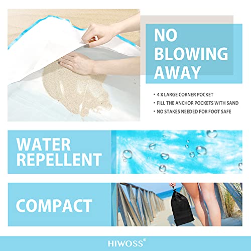 Beach Blanket Waterproof Sandproof Oversized 95”x 80”,Sand Free Beach Mat with Corner Pockets,Portable Mesh Bag for Beach Festival,Picnic,Travel and Outdoor Camping (SkyBlue) - color: Skyblue