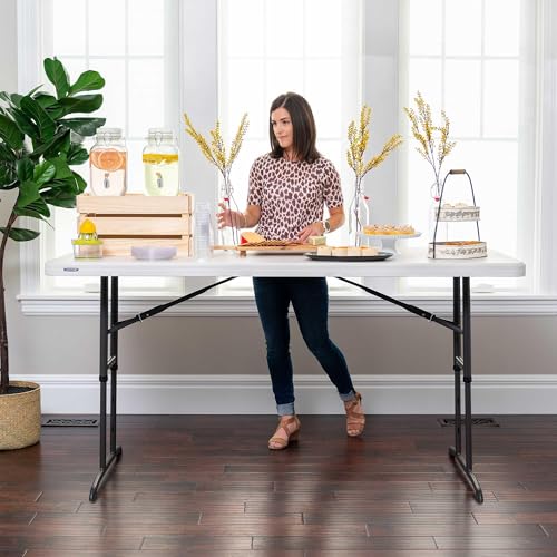LIFETIME 6-Foot Adjustable Height Nesting Table, Commercial, Almond