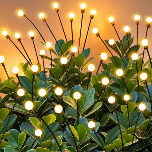 ZFNN Solar Lights Outdoor Garden – 6 Pack 36 LEDs Solar Firefly Lights, Swaying Lights Waterproof, Solar Decorations for Yard Patio Pathway Lawn Gardening Gifts - 6 Pack - color: Warm White, size: 6 Pack 36 LED