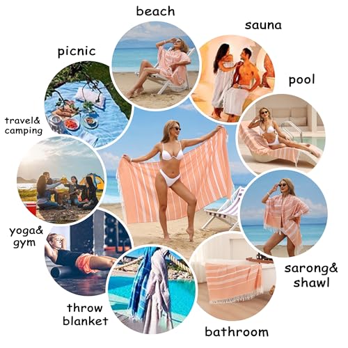 Beach Towel 2 Pack,Sand Free Beach Towels Oversized 39 x 72,Turkish Beach Towel Quick Dry Towel,Lightweight Pool Towels for Adults Travel Towel,Cool Beach Essentials Super Absorbent Towels - color: 2 Pack 0range