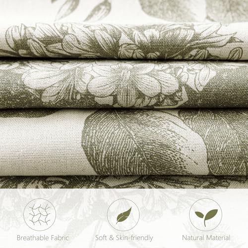 Foindtower Set of 2 Linen Floral Vintage Throw Pillow Covers Neutral Accent Print Decorative Cushion Covers Farmhouse Home Decor for Sofa Chair Couch Bedroom Living Room,18×18 Inch,Sage Green - color: Cedar Green, size: 18" x 18" (Pack of 2)