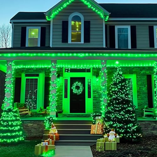 75.8 FT 200 LED Green Christmas String Lights Outdoor & Indoor, Memory Function & Timer & 8 Modes, Extendable Ultra Bright Green Wire Waterproof Mini Lights for Christmas Tree Yard Holiday Party Decor - color: Green, size: 200LED