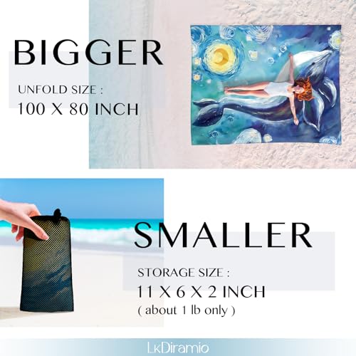 Beach Blanket Sand Proof Waterproof Oversized 100" x 80" Sand Free Mat with Corner Pockets and Mesh Bag for Outdoor, Picnic, Travel, Beach Accessories Portable, Watercolor Dolphin - color: Watercolor Dolphin
