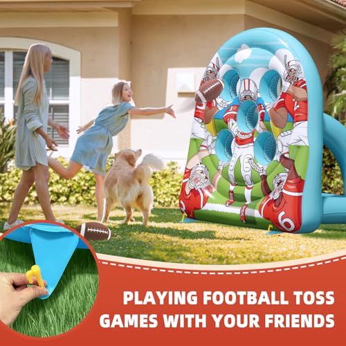 6FT Giant Inflatable Football Target Toss Game - Fun Indoor & Outdoor Yard Games for Kids & Adults, Football Party Throwing Games, Carnival Games, Camping & Tailgate Lawn Activities - color: Blue