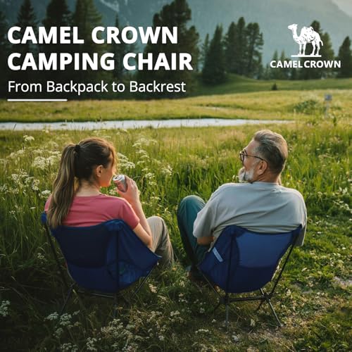 CAMEL CROWN Camping Chair Heavy Duty Backpacking Chair - Ultra-Light Folding Chair with Carry Bag, Portable Compact for Outdoor, Lawn, Hiking, Beach, Picnic - color: Navy Blue, size: 1 Pack