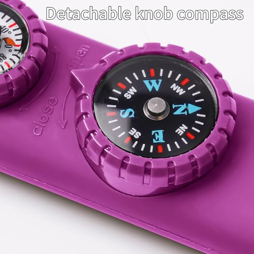 Multifunctional Survival Emergency Whistle for Kids with Compass Hiking Survival, Thermometer & Neck Lanyard | Emergency Safety Gear for Hiking, Camping, Kayaking, Boating, Climbing - color: rose purple