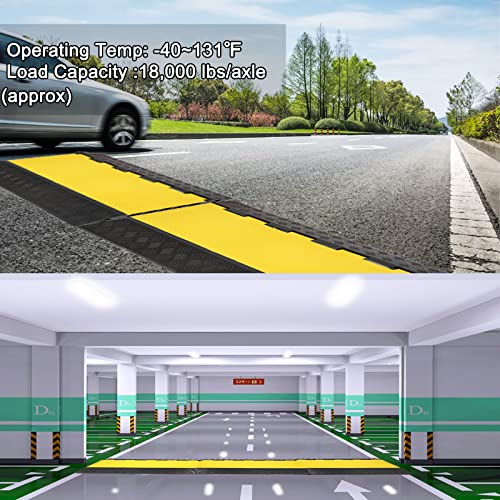 CXRCY Cable Ramp 1 Pack of 5 Channel PVC Rubber Cable Protector,18000lbs Capacity Heavy Duty Speed Bumps Hose Cord Channel Protector Ramps for Wire/Hose/Pipe Hider Driveway Outdoor - size: 1 Pack 5 Channel