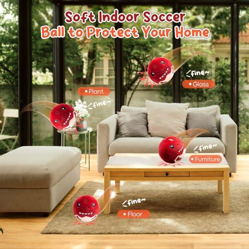 VangeBow Silent Indoor Soccer Balls for Toddlers 1-3, Inflatable Soft Plush Baby Toddler Soccer Ball Toys Gifts for Kid 3-5 Year Old Boy First Birthday Gift (Tyrannosaurus Rex, Pump Include) - style: Tyrannosaurus Rex