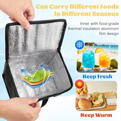 10 Pack Insulated Lunch Bags Bulk, Reusable Cooler Bags, Leakproof Lunch Boxes Set, Waterproof Thermal Cooler Bags, Insulated Beverage Bag for Women Men Work Picnic Beach(Black)