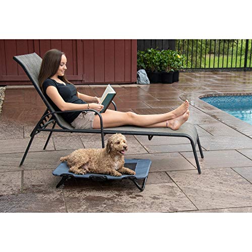 Pet Gear Lifestyle Pet Cot Elevated Bed, No Assembly Required, Premium Tear Resistant Cooling Mesh, Indoor & Outdoor, Lightweight & Portable, 30 Inch, NEW Lake Blue