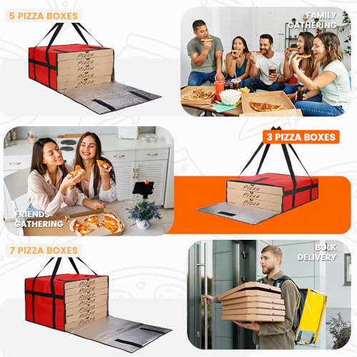Bodaon Pizza Bags for Delivery, Insulated Pizza Delivery Bag for Delivery Drivers, 20" x 20" x 6" Pizza Warmer Bags for Carry Hot, Thermal Carrier for Catering, Food Delivery Accessories, Red - color: Red, size: 20" x 20" x 6"H