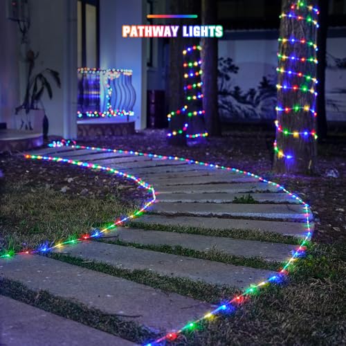 JMEXSUSS Trampoline Accessories 200 LED Trampoline Lights, 66ft IP 65 Waterproof Solar String Lights Outdoor, 8 Modes Solar Rope Light for Garden Yard Ladder Slide Tent Camp(Multicolor) - color: Multicolor, size: 200 LED