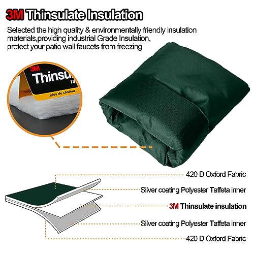 Enlarge Outdoor Faucet Cover for Winter Freeze Protection, 3M Thinsulate, 10"H x 6.3"W Hose Bib Covers for Wall Taps Outside, Waterproof & Frost Free Insulated Spigot Cover, 2 Pcs Faucet Socks - Green - color: Green, size: 6.3"W x 10"H (2pcs)