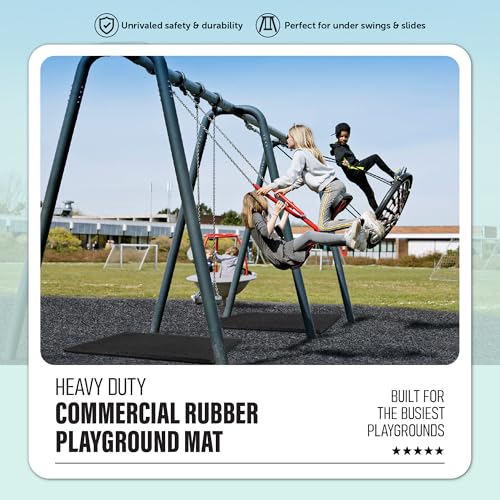 Playsafer Heavy Duty Commercial Grade Rubber Playground Safety Mat - Playground Protection Mat for Swings and Slides - 54" Long X 32" Wide x 2" Thick (Brown) - color: Brown