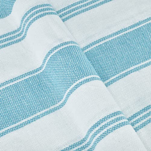 GLAMBURG Peshtemal Turkish Towel Cotton Oversized Beach Towels 36x71 Set of 6 for Adults, Soft Durable Absorbent Extra Large Bath Sheet Hammam - Aqua Blue - color: Aqua, size: 6 Pack