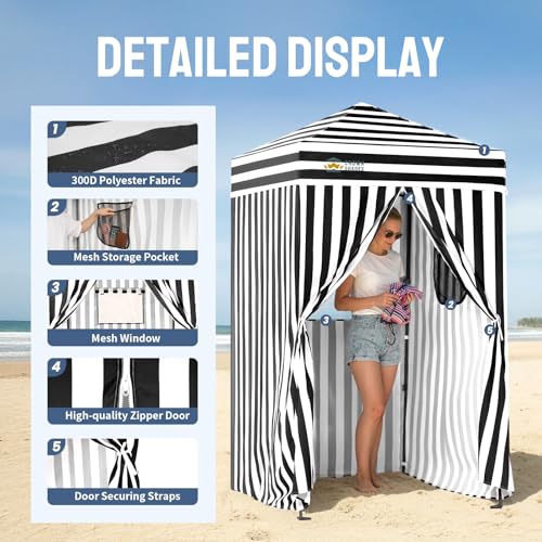 CROWN SHADES 4x4 Pop Up Changing Tent, Patented One-Push Center Lock Portable Changing Room, Privacy Canopy for Camping, Poolside, Beach, Photoshoots, Black/White - color: Black/White, size: 4X4 FT