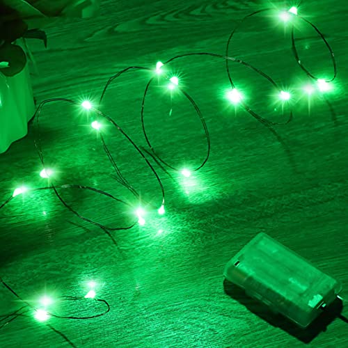 Ariceleo Mini St. Patrick's Day Fairy Lights Battery Operate, 1 Pack Copper Wire 3*AAA Battery Powered Led Starry Fairy String Lights for Bedroom, Christmas, Party, Wedding, Decoration(5m/16ft Green) - color: Green, size: 1 Pack