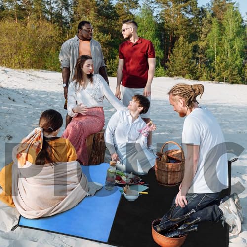 Frelaxy Pocket Picnic Blanket, Waterproof Sandproof Beach Mat, Compact Camping Tarp for Festivals, Hiking, Travel, Outdoor Recreation (Blue, 57'' x 60'') - color: Blue, size: 57'' X 60''