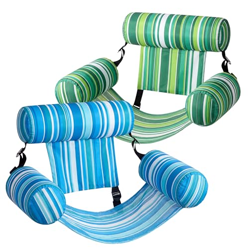 SLOOSH Inflatable Pool Floats Adult,2 Packs Floating Lounge Chairs,Blow up Pool Noodles for Adult Heavy Duty,Floating Chair for Party Summer Water Beach Lake Fun - style: Stripe