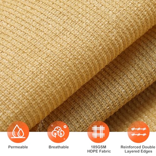 Sun Shade Sail, 10' X 13' Rectangle Shade Sail with Grommets Pergola Shade Cover, Sun Shade Cloth for Patio Carport Yard Lawn Garden (Sand) - color: Sand, size: 10' x 13'