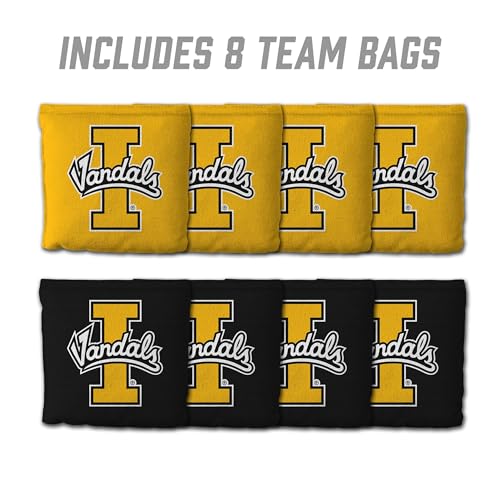 YouTheFan Officially-Licensed NCAA Set of 8 Cornhole Bags - All Weather Dual Sided Slide & Stop - Regulation Size with Carry case - color: Idaho Vandals
