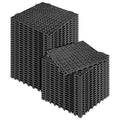 MYFAMIREA Modular Interlocking Cushion 48 Pack 11.8" x 11.8" Rubber Floor Tiles Non-Slip Splicing Drainage Mats for Deck, Black - size: 48 Pcs