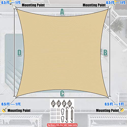 Amgo Custom Size 6' x 18' Beige Rectangle Square Sun Shade Sail UPF50+ AGTAPS10, Order to Make Canopy Awning, 95% UV Blockage, Water & Air Permeable, Commercial and Residential (We Customize) - color: Beige, size: 6' X 18' Custom Size