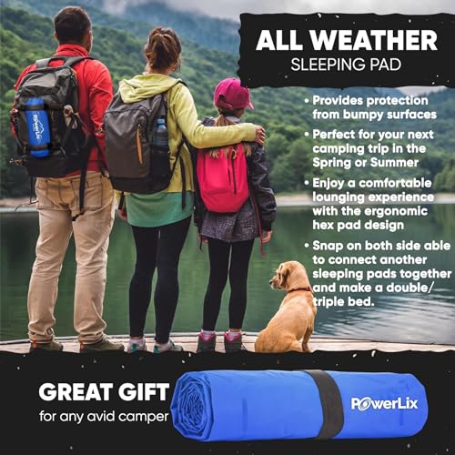 POWERLIX Camping Sleeping Pad - Ultralight Inflatable Camping Mattress Sleeping Mat for Backpacking, Hiking, Compact Lightweight Sleeping Pad for Camping, Inflation Bag/Repair Kit Included - color: Blue & Grey