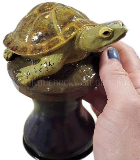 OKaucheeky Decorative Heavy-Duty Steel Rolling Hose Guide Turtle, 100% Handcrafted, Made in the USA by a Women-Owned Small Business, Each is One-of-A-Kind Hand-Painted