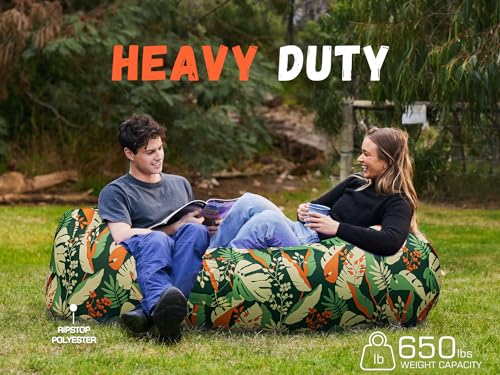 WEKAPO Inflatable Couch Air Lounger Chair - Camping & Beach Accessories, Portable Blow up Sofa for Hiking, Lawn, Indoor/Outdoor Movies & Music Festivals. Lightweight and Easy to Set Up Air Hammock - color: G Leaf