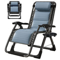 DoCred Zero Gravity Chair, Lawn Recliner, Reclining Patio Lounger Chair, Folding Portable Chaise with Detachable Headrest and Cup Holder - color: Cool Blue, style: Zero Gravity Chair