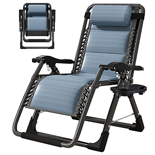 ABORON Zero Gravity Chair,Premium Outdoor Lawn Folding Lounge Chairs,Sturdy Adjustable Reclining Patio Chairs with Built in Cushion,Headrest & Tray - color: Ice Blue