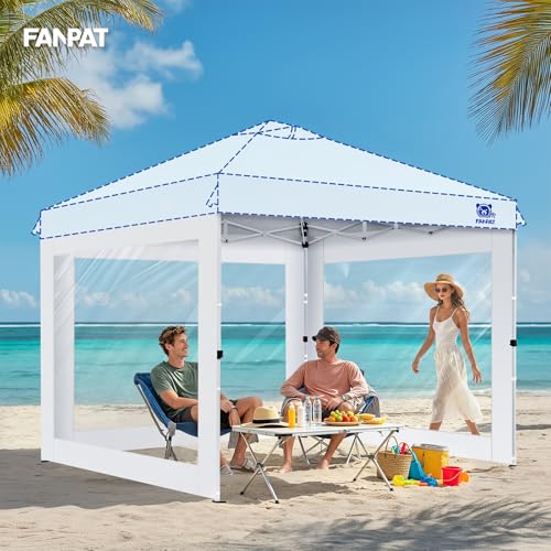 FANPAT 3Pcs Clear Canopy Sidewalls for 10x10 Pop Up Tent, Transparent Window Curtain Cloth, 8 Mil PVC Enclosure Fabric with Zipper, Durable Grey (Not Including Frame and the top,Sidewalls ONLY) - color: Durable Grey