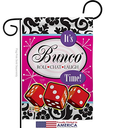 Its Bunco Time Garden House Flags Set Interests Game Night Dice Poker Bingo Hobbies Leisure Activity Small Decorative Gift Yard Banner Made In USA 28 X 40 - size: 1 x House & 1 x Garden Flags Set Only