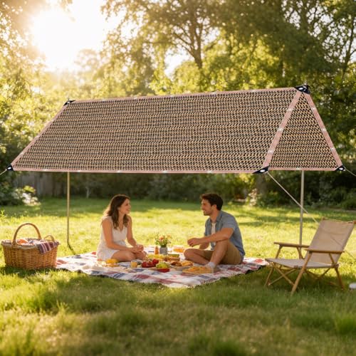 6 x 12 FT 90% Sun Shade Cloth Outdoor Patio Mocha Pergola Shades Cover Privacy Screen UV Block Porch Screens Canopy for Patio Outside Outdoor - color: Mocha, size: 6 x 12 FT