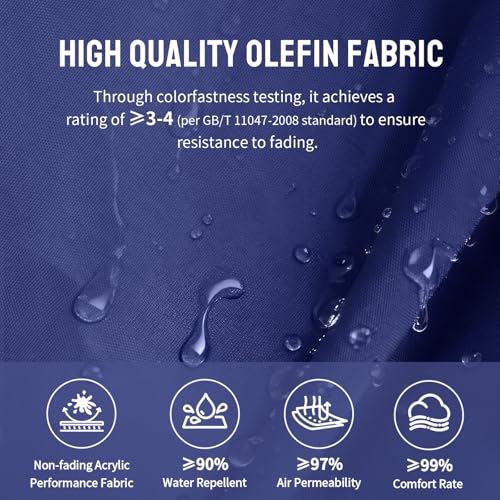 CROWN SHADES 9 Ft Patio Umbrella with Auto-Tilt & Olefin Fabric - Patented 45°Edge Connection Wind Resistant Outdoor Umbrella for Table, Pool, Beach, Effortless Crank System - color: Blue