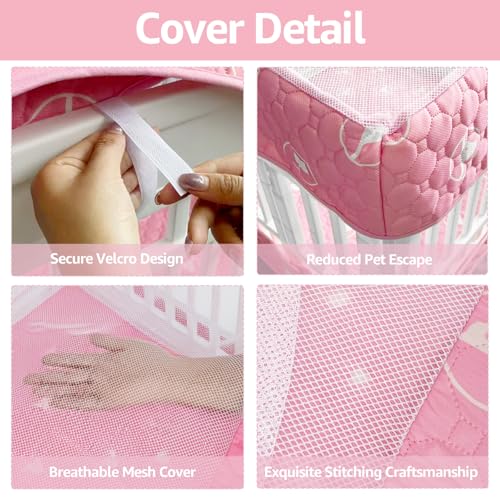 PJYuCien Dog Playpen Bottom Pad and Cover Fits for 36 Inch 4 Panels Exercise Pet Pen, Pink - style: Pink Bottom Cover Set, 36"Width, Pink ( Adhesive Tape Connections )